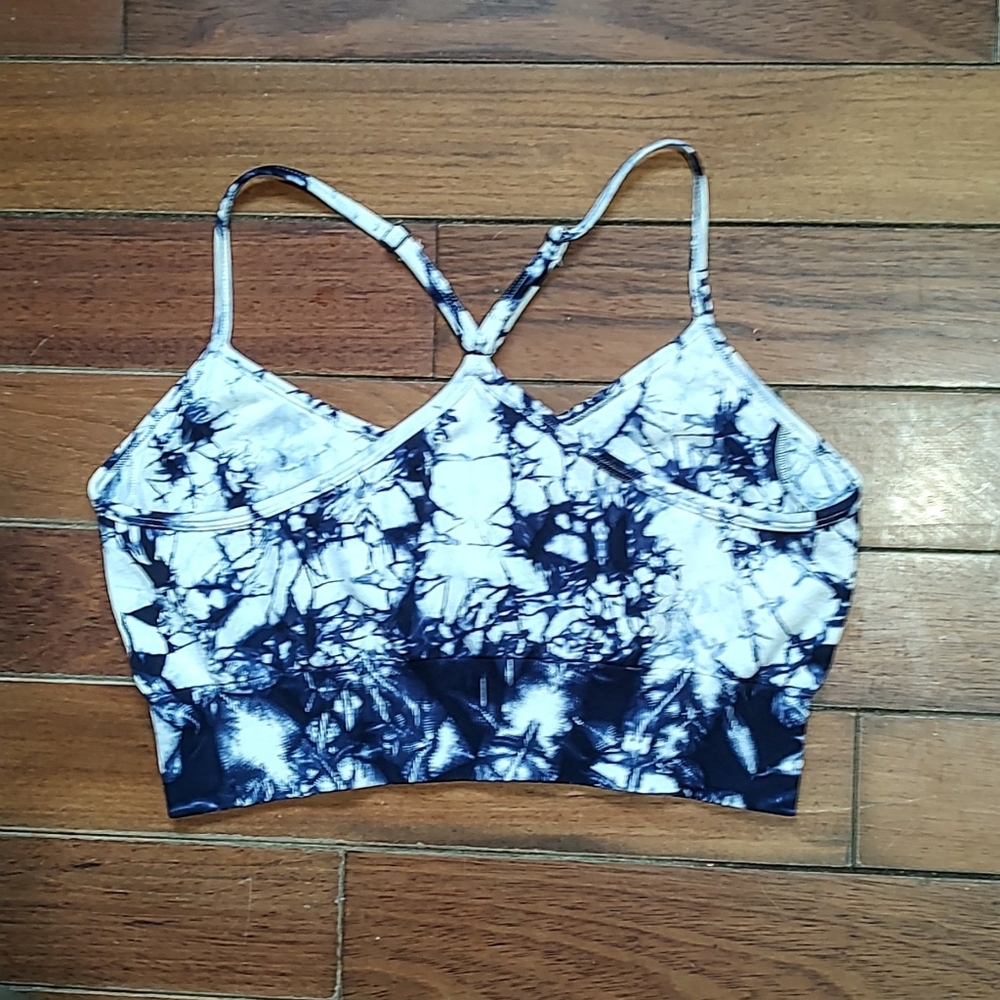 Women's Pro Fit Seal Blue and White Sports Bra - Picture 3 of 3